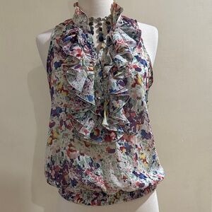 Forever 21 Multicolor Floral Ruffle Halter Camisole